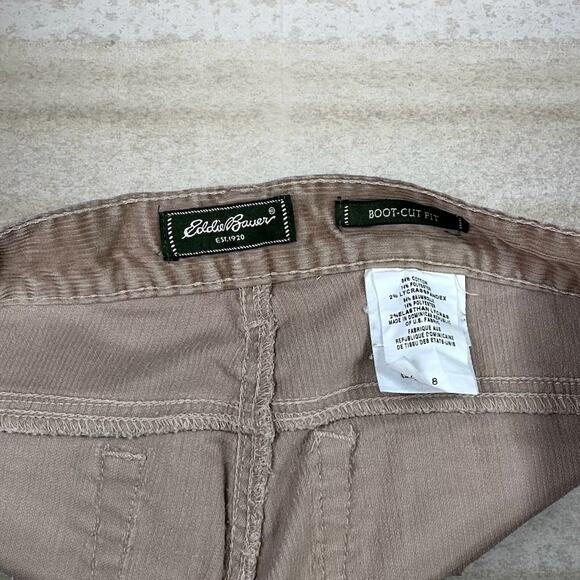 Eddie Bauer Corduroy Pants Tan Cotton Bootcut Flared Fit Flat Front - Picture 5 of 5